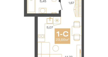 Студия, 29 м²