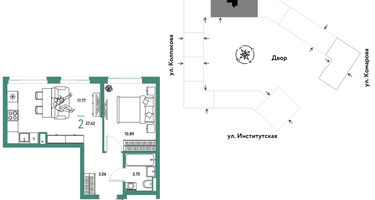 Студия, 37 м²