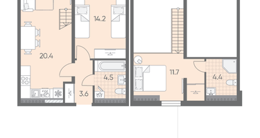 1-к. квартира, 58 м²