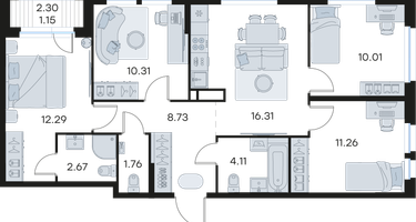 4-к. квартира, 78 м²