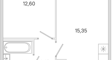 1-к. квартира, 38&nbsp;м²