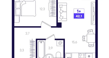 1-к. квартира, 42&nbsp;м²