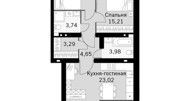 2-к. квартира, 68&nbsp;м²