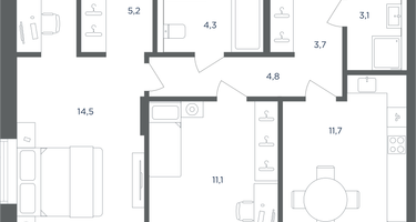 2-к. квартира, 63&nbsp;м²