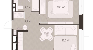 1-к. квартира, 42 м²