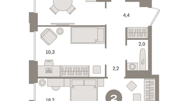 2-к. квартира, 52 м²