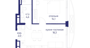 1-к. квартира, 39&nbsp;м²