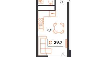 Студия, 29&nbsp;м²
