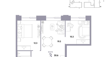 3-к. квартира, 50&nbsp;м²