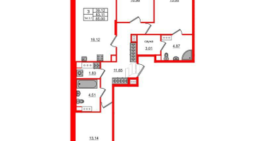 3-к. квартира, 83&nbsp;м²