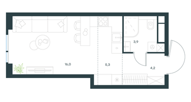 Студия, 29&nbsp;м²