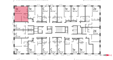 1-к. квартира, 36&nbsp;м²