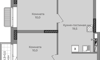 2-к. квартира, 60 м²