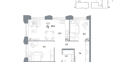 4-к. квартира, 82&nbsp;м²