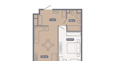 1-к. квартира, 39&nbsp;м²