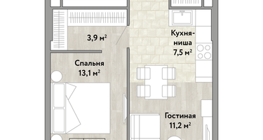 1-к. квартира, 48&nbsp;м²