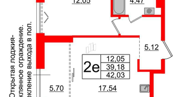 1-к. квартира, 39&nbsp;м²
