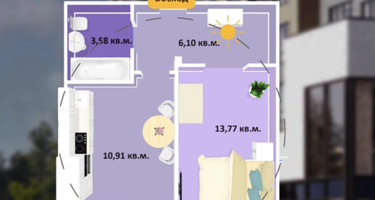 1-к. квартира, 38&nbsp;м²