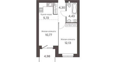 2-к. квартира, 38 м²