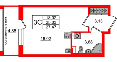 Студия, 25 м²