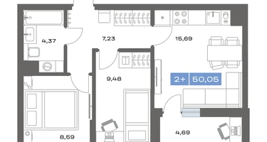 2-к. квартира, 50&nbsp;м²