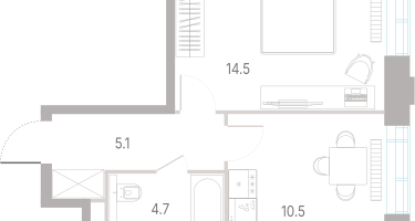 1-к. квартира, 34&nbsp;м²
