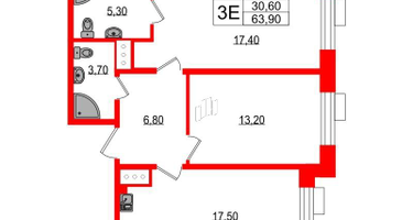 2-к. квартира, 63 м²