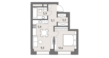 1-к. квартира, 41&nbsp;м²