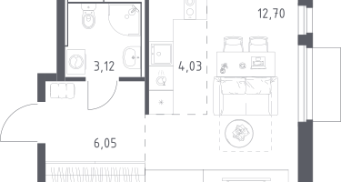 Студия, 26&nbsp;м²