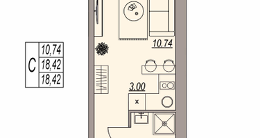 Студия, 18&nbsp;м²