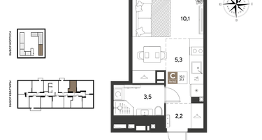 Студия, 21&nbsp;м²