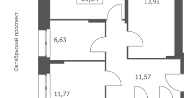 3-к. квартира, 61&nbsp;м²