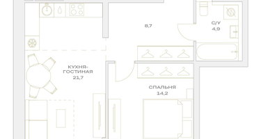 2-к. квартира, 49 м²