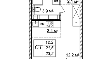 Студия, 23&nbsp;м²