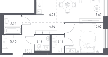 Студия, 46&nbsp;м²