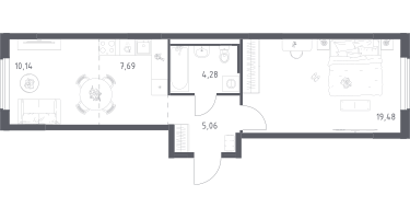 Студия, 46&nbsp;м²