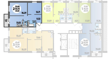 2-к. квартира, 57&nbsp;м²
