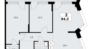 2-к. квартира, 84&nbsp;м²