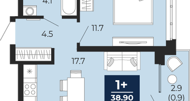 1-к. квартира, 38&nbsp;м²