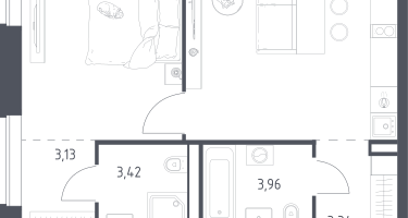 1-к. квартира, 45&nbsp;м²