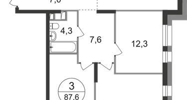 3-к. квартира, 87&nbsp;м²