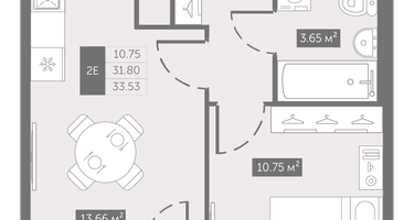 1-к. квартира, 33&nbsp;м²