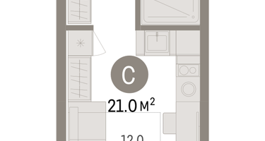 Студия, 21&nbsp;м²