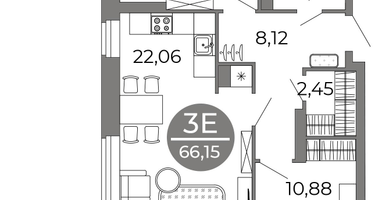 Студия, 66 м²