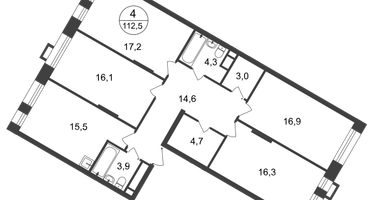 4-к. квартира, 112&nbsp;м²