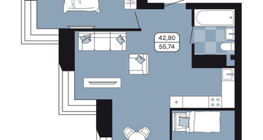 Студия, 55&nbsp;м²