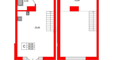 Студия, 55&nbsp;м²