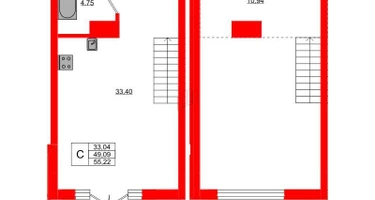 Студия, 55&nbsp;м²