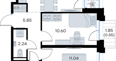 2-к. квартира, 45 м²