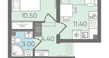 1-к. квартира, 30&nbsp;м²
